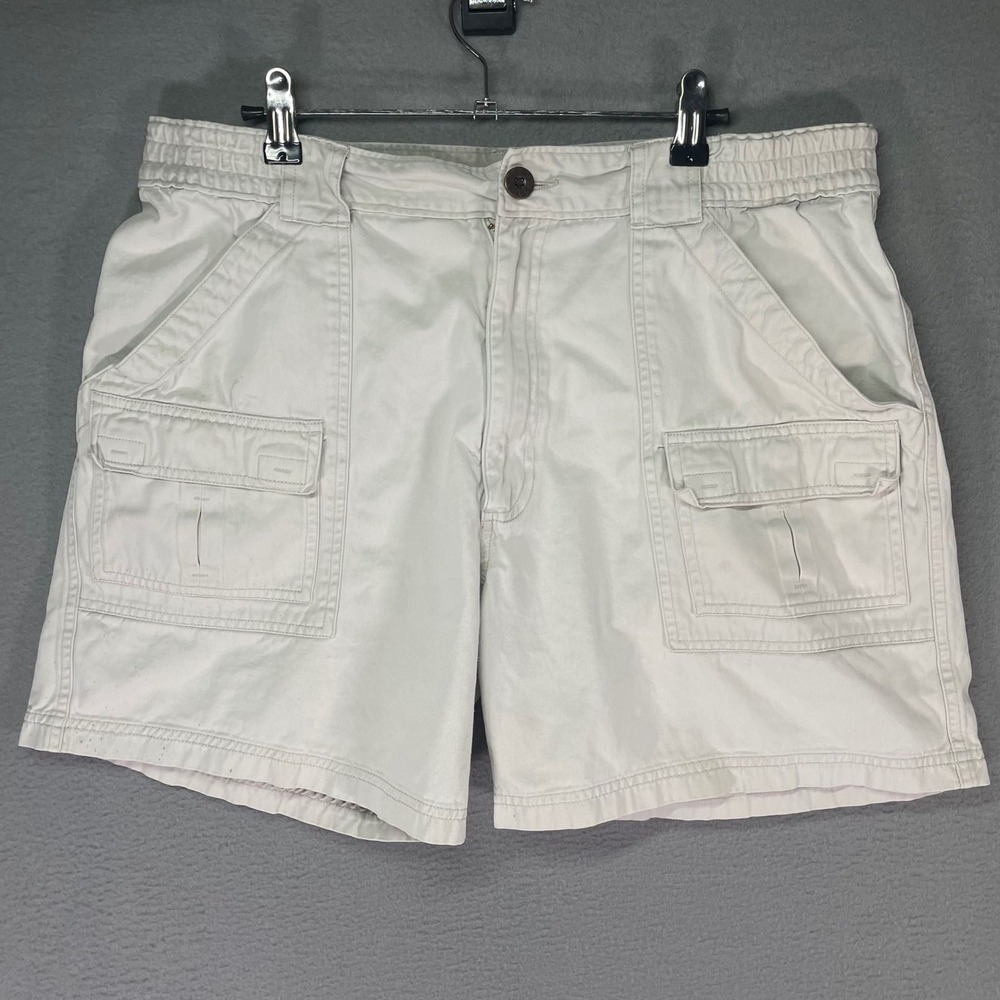 St. John's Bay Cargo Shorts Mens 36 Beige Khaki Cotton Utility 205-332-11732